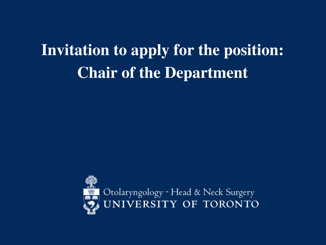 invitation to apply for the position: Chair of the Department